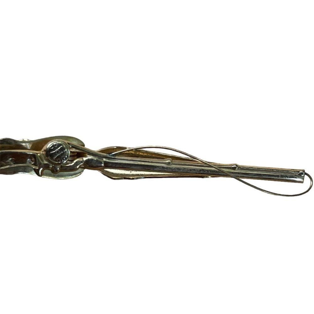 Swank Men's Tie Clip Fishing Rod + Reel Gold Tone - Vintage Signed fisherman
